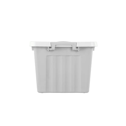 Cetomo 15L*4 Storage Boxes with Lids, Plastic Storage Box with Secure Side Latches, Stackable & Nestable Organizer for Home, Office, Moving, PP, Gray