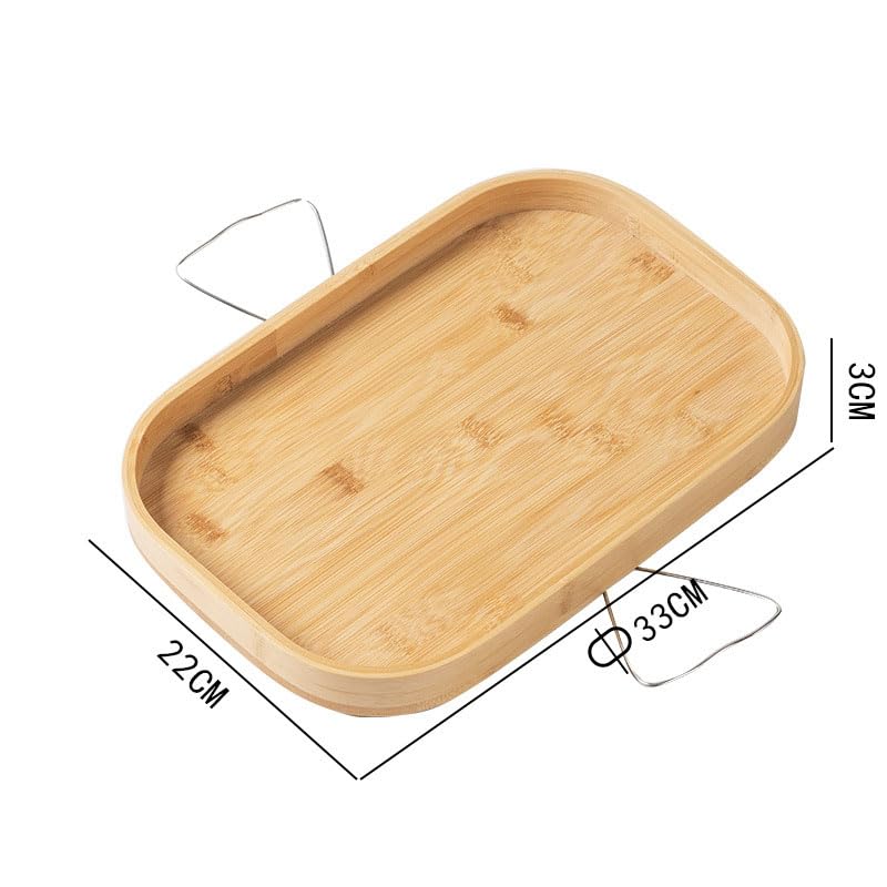 Hosoncovy Bamboo Wooden Sofa Arm Tray with Clip, Chair Coach Armrest Table Organizer (Rectangular - Yellow)