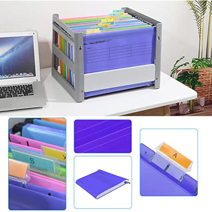 Suspension Files, MerryNine 15PCS Polypropylene Filing Cabinet Suspension Files with Tabs and Card Inserts for School Home Work Office Organization **Check Size Before Ordering ** (Purple, A4)