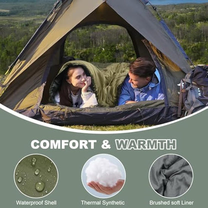 Mcota Double Sleeping Bag, 2 Person Queen Size Sleeping Bag for Adults Couples Family Camping Backpacking, XL Waterproof Lightweight for Cold Weather & Warm