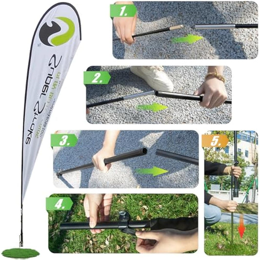 Anley Teardrop Feather Flagpole Set - Assembled Flutter Banner Pole Set with Carrying Bag - Fits 3.5Ft X 10Ft Feather Flags(Not Included) - Flagpole ONLY
