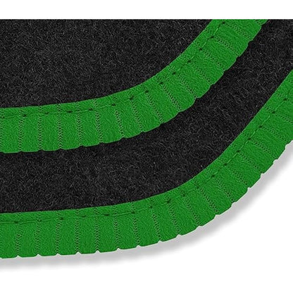 Car Mats FOR Volvo V70 / XC70 / S80 2007-2016 manual Black Carpet - Green Ribbed Trim - Black Rectangle Heel Pad [SAPP-1021]