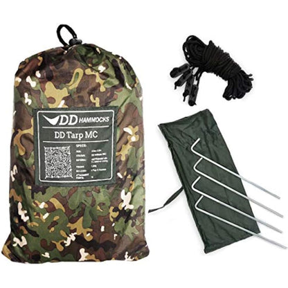 DD Hammocks - DD Tarp 3.5 x 3.5 MC - Waterproof Camouflage Camping Tarp For Lightweight Hammock Camping And Bushcraft Shelters