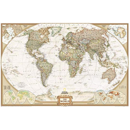 National Geographic World Executive Wall Map - Antique Style - 46 x 30.5 inches - Art Quality Print