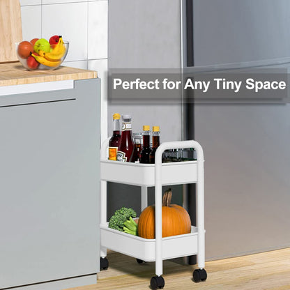 Melody House 2-Tier Utility Rolling Cart Storage Organizer Sofa Side Table with Wheels