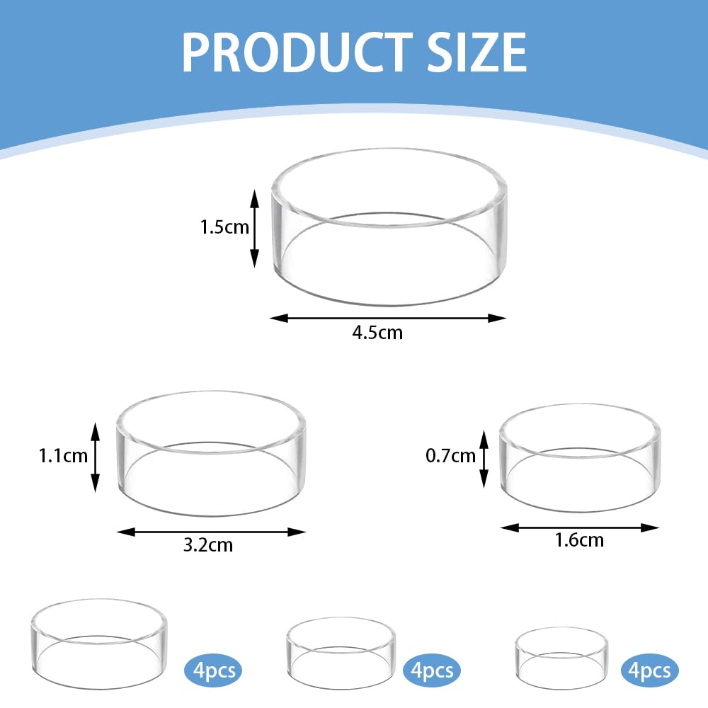 TRKETK 12 Pcs Clear Sphere Acrylic Display Stand Crystal Sphere Stand Holder Round Baseball Display 3 Sizes Plastic Sphere Holder for Baseball Tennis