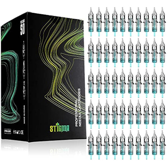 STIGMA 50Pcs Tattoo Cartridges Needles Disposable Mixed #10 Bugpin Round Liner Round Shader 3RL 5RL 3RS 5RS 9RS EN02B-50KIT-Y