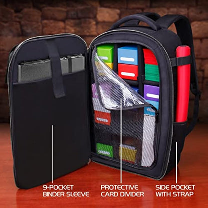ENHANCE MTG Backpack - Collector's Edition TCG Backpack for Deck Boxes, Sleeved Cards, Playmats, MTG Accessories - Customizable Card Organization with Built-in Defender Screen (Dragon Black)