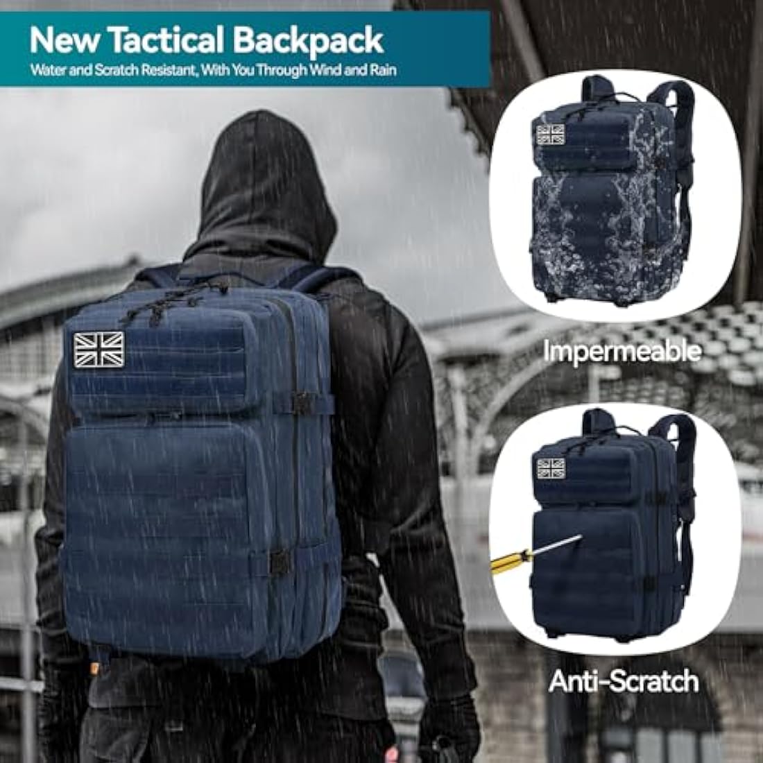 Delgeo 45L Military Tactical Backpacks Molle Army Assault Pack 3 Day Bug Out Bag Hiking Treeking Camouflage Hunting Rucksack
