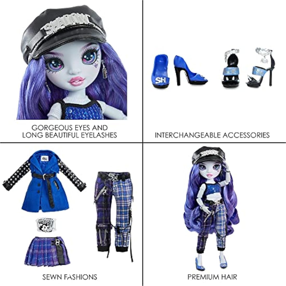 Shadow High Rainbow Vision Neon Shadow - UMA VAN HOOSE - Neon Blue Fashion Doll, Mix & Match Designer Outfits And Rock Band Accessories Playset - For Kids And Collectors Ages 6+