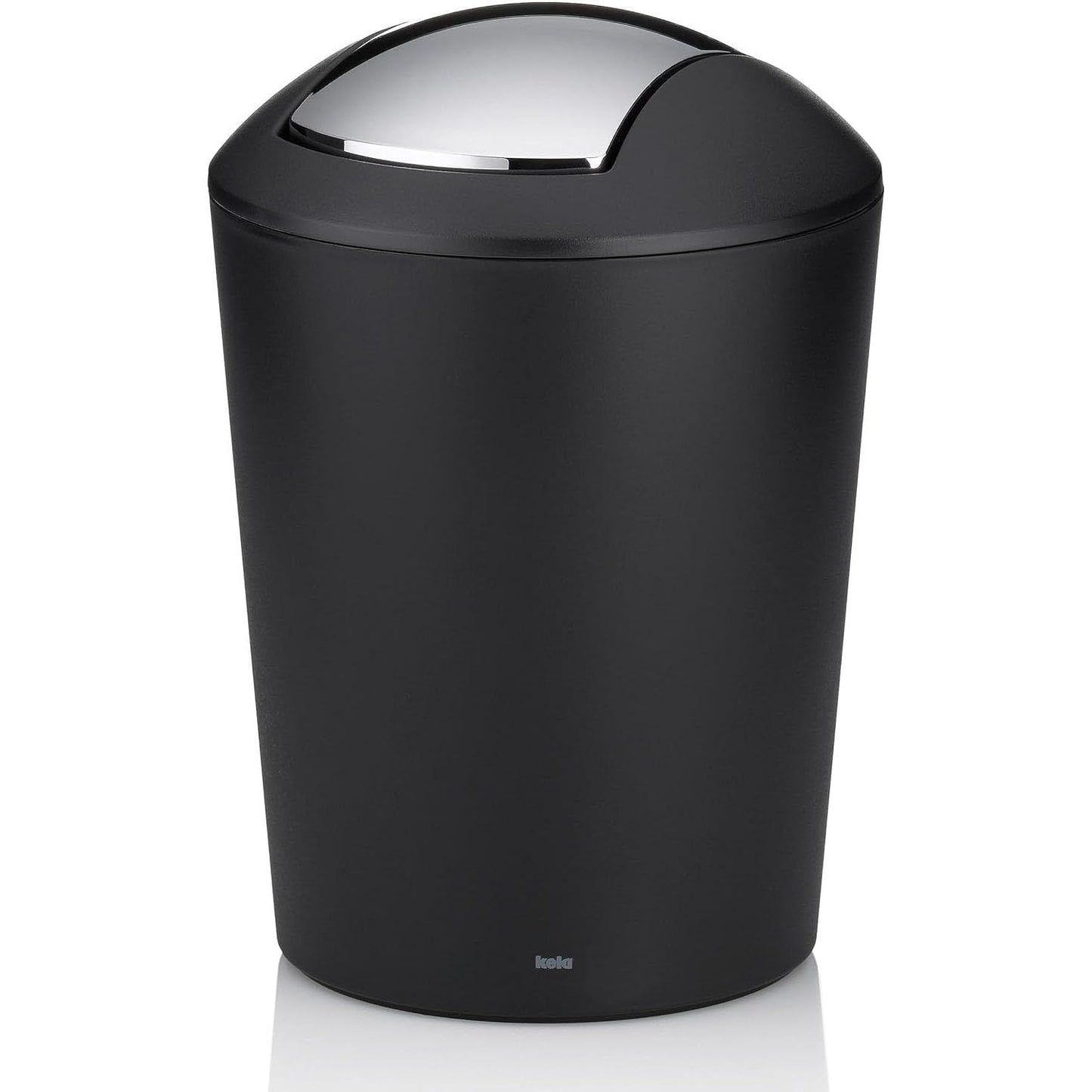 kela swing lid bin black, cosmetic bin 5l with swing lid, plastic, MARTA, waste bin bathroom black matt