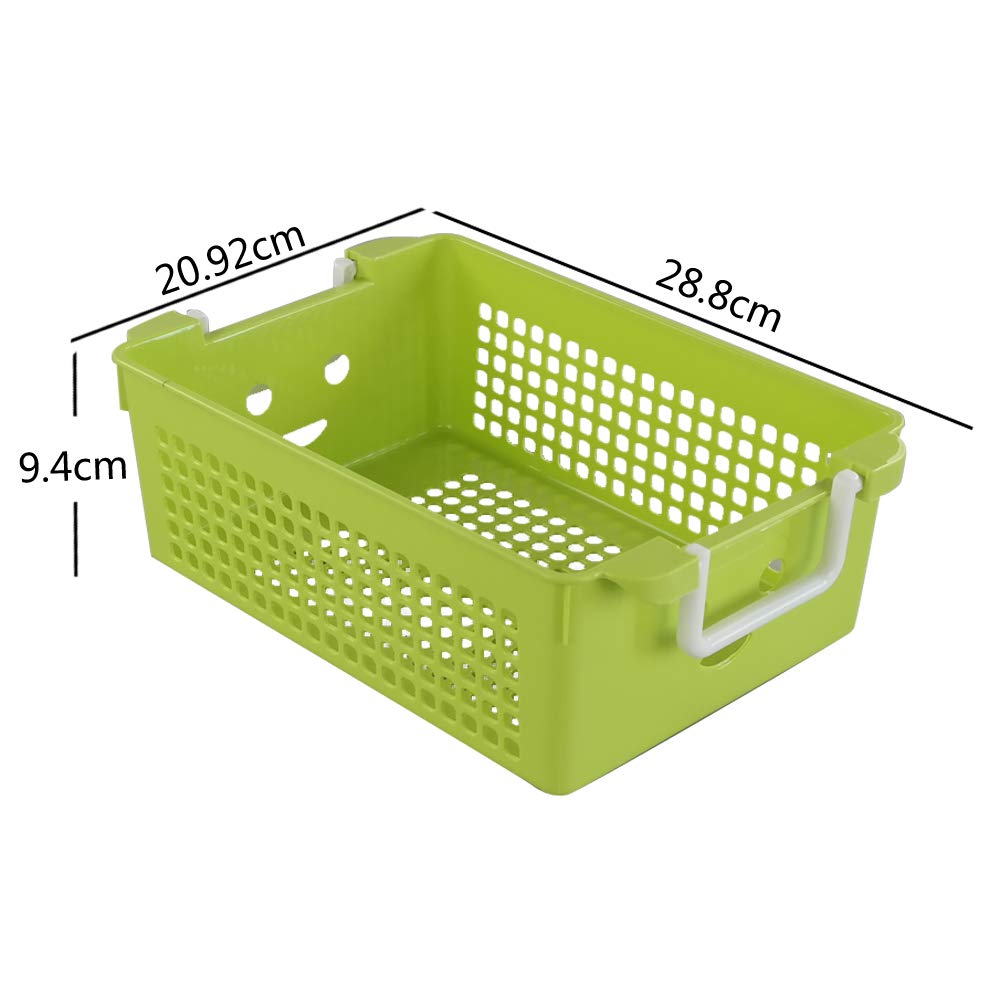 Mayish 5L Plastic Stackable Basket with Carry Handles, Official Stackable Plastic Storage Basket, 6 Pack