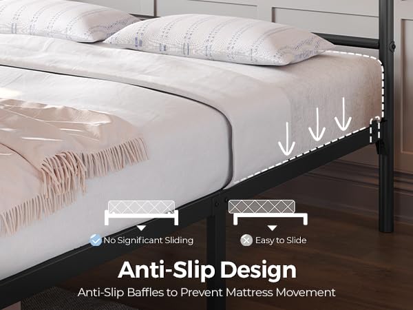 Yaheetech 5ft King Metal Bed Frame with Cross-design Headboard, Black