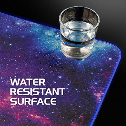 ENHANCE Extra Large LED Gaming Mouse Pad - Soft XXL Desk Mat with 7 RGB Colors, 3 Color Modes, Smart Control, Water Resistant High Speed Tracking Surface - (Galaxy) - Extended Pad - 32 x 14 inches