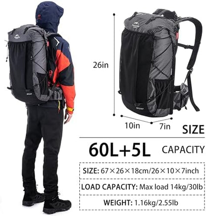 Naturehike 60L Internal Frame Hiking backpacking backpack, Camping Waterproof Mountaineering Bag,Outdoor Daypack with Rain Cover