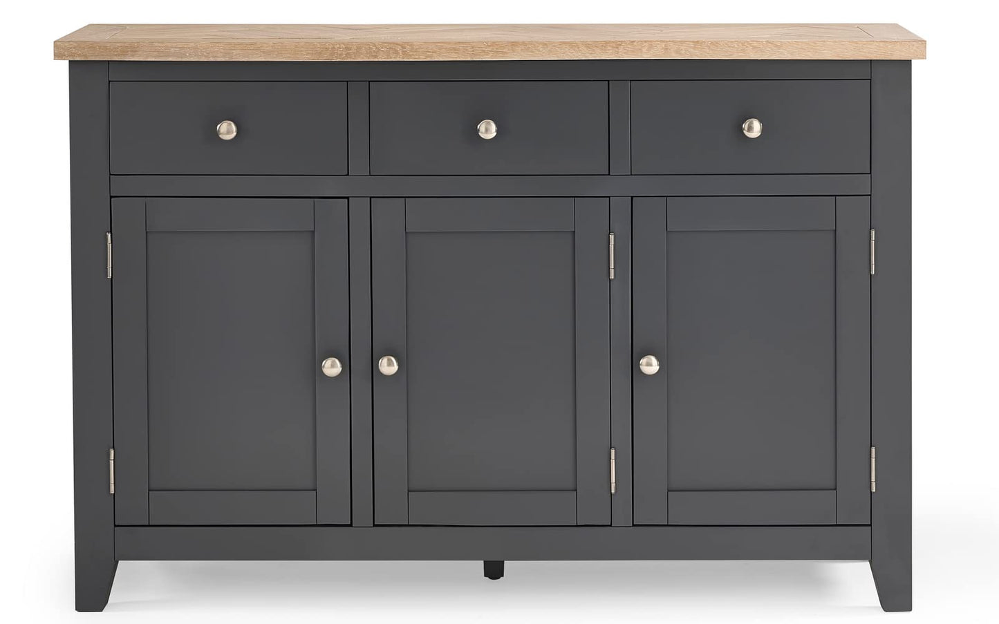 Julian Bowen Bordeaux Sideboard, Dark Grey & Oak - H86 x W128 x D40cm