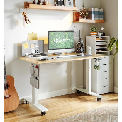 MAIDeSITe Electric Standing Desk Height Adjustable Standing Desk Sit Stand Desk Stand Up Desk with Headphone Hook 100 * 60cm Desktop for Home Office