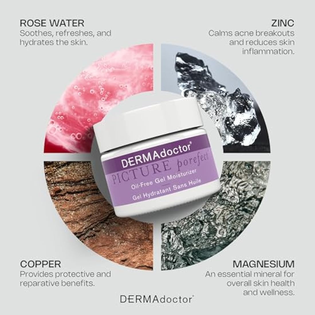DERMAdoctor Picture Porefect Oil-Free Face Gel, Moisturizing, Soothing, Protecting and Supports Skin Healing with Rose Water, Zinc, Copper and Magnesium 50ml (20335-7)