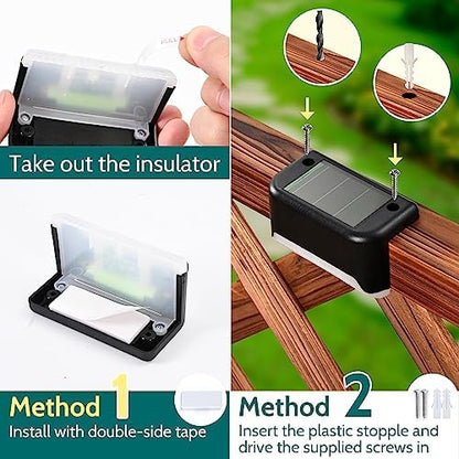 Solpex Solar Deck Lights, 20 Pack Solar Lights for Outdoor, Waterproof for Outdoor Stairs, Step, Fence, Yard, Patio, Pathway(Black Warm White)