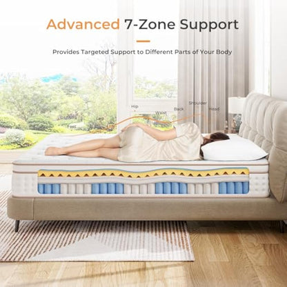 Vesgantti Single Mattress 3FT, 10.2 Inch Hybrid Mattress with Breathable Foam and Individually Pocket Spring - Edge Support & Motion Isolation, Medium Firm Mattress Single (90x190x26cm)