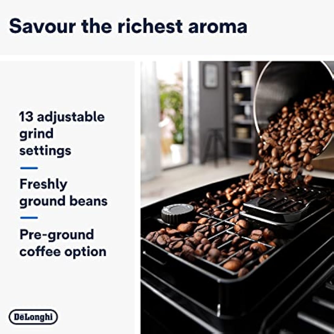 De'Longhi Magnifica ECAM222.20.B, Automatic Coffee Machine with Milk Nozzle, Bean to Cup Espresso Machine with 4 One-Touch Recipes, Soft-Touch Control Panel, 1450W, Black