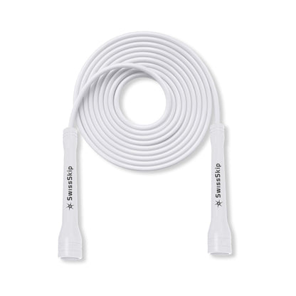 SwissSkip SwissSkip Jump Rope by Dayan Kolev, Xelerate- 5mm PVC Jump Rope, Ideal Rope for Beginners and Advanced Athlets (White)