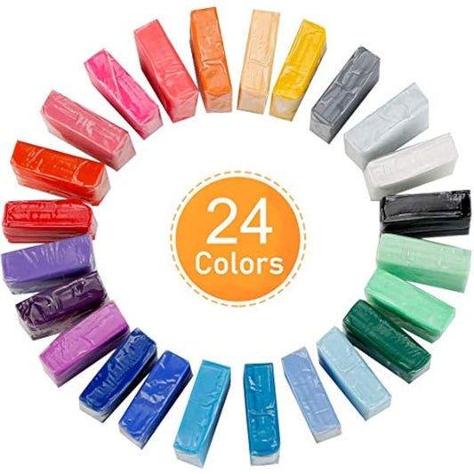 CiaraQ 24 Color Oven Bake Polymer Clay Set, Non-Toxic, Multi-Colored, 0.85lb, Modeling Clay, Perfect for Kids