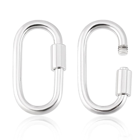 PH PandaHall 2pcs 925 Sterling Silver Screw Lock Clasps, 15x8.5mm Long Necklace Clasps and Closures Bail Clasp Necklace Enhancer Connector Lock Key