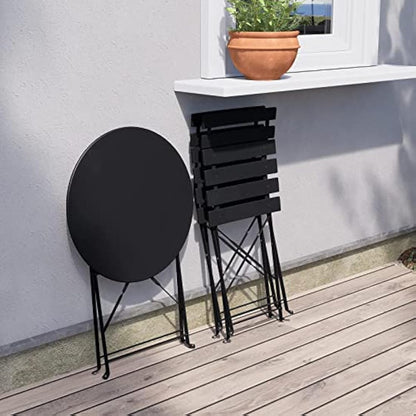 Grand patio Bistro Set 3 Pieces, Garden Furniture Set, Folding 2 Chairs and 1 Table, Weather-Resistant, Patio Table Chairs for Balcony,Yard, Garden Black