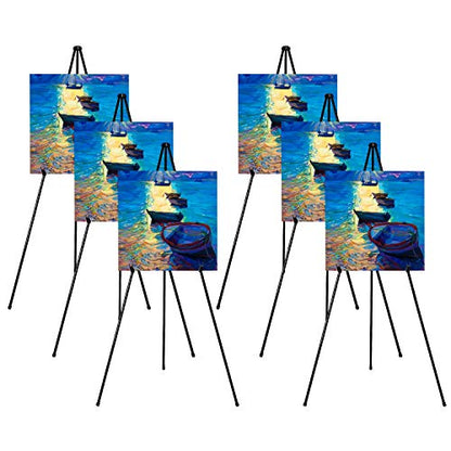 Mutualsign Art Easel, Folding Tripod Easel, Portable Floor Stand Easel, Lightweight Metal Adjustable Display Easel, Collapsible Easel for Trade