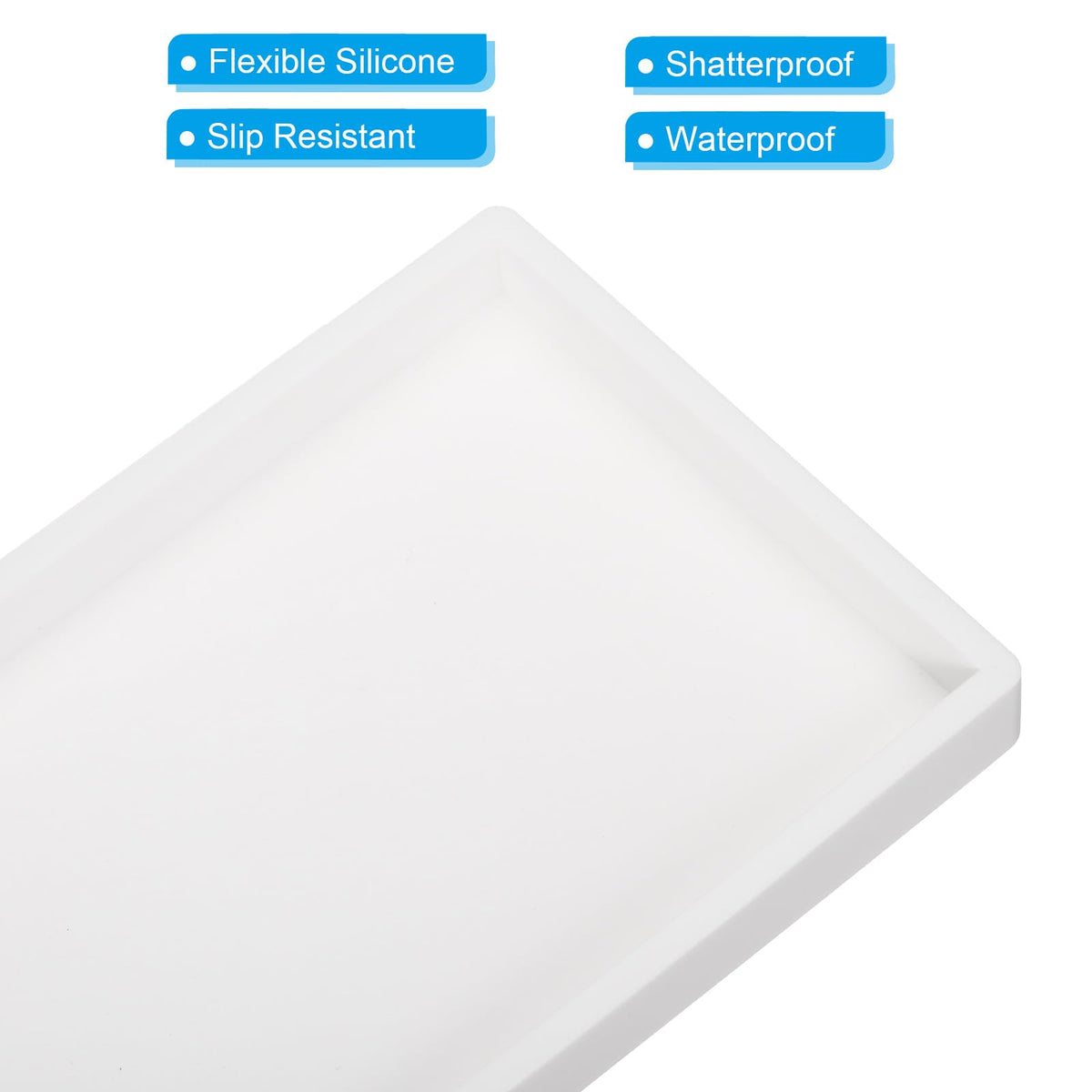 PATIKIL Silicone Bathroom Tray, 12" x 5" Soap Dispenser Tray Jewelry Organizer Dish for Restroom, Dresser, Kitchen Sink for Jewelry, Coin, Key