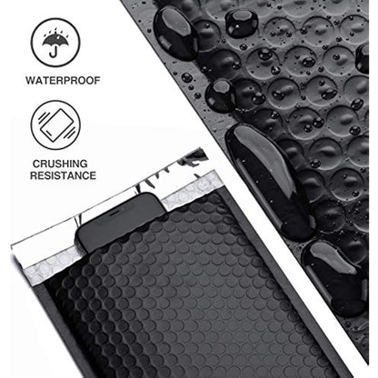 Switory 25Pcs Poly Bubble Mailers A5 Padded Envelopes Bulk Bubble Lined Wrap Polymailer Bags for Shipping Packaging Mailing Self Seal Black - 6X9+1.57"
