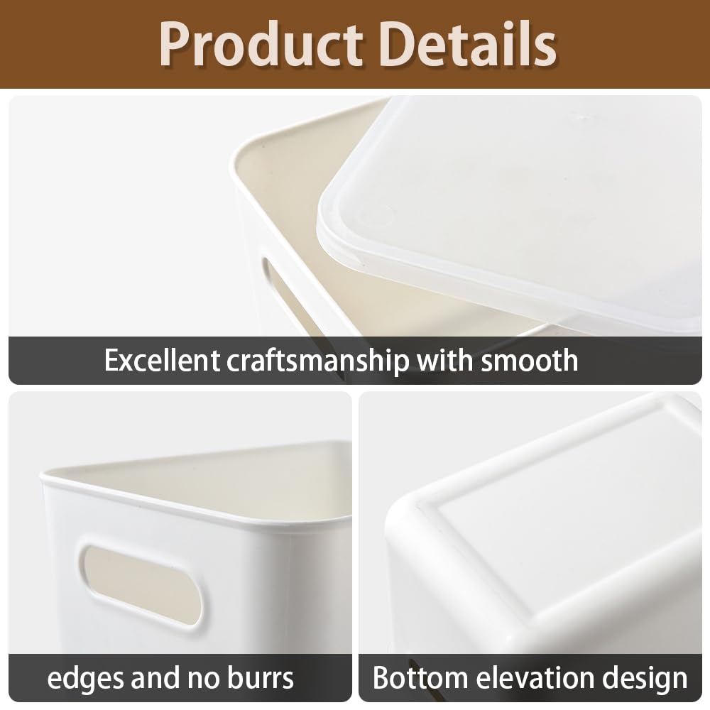 8pcs Plastic Storage Baskets With 4 Lids, Stackable Plastic Storage Boxes