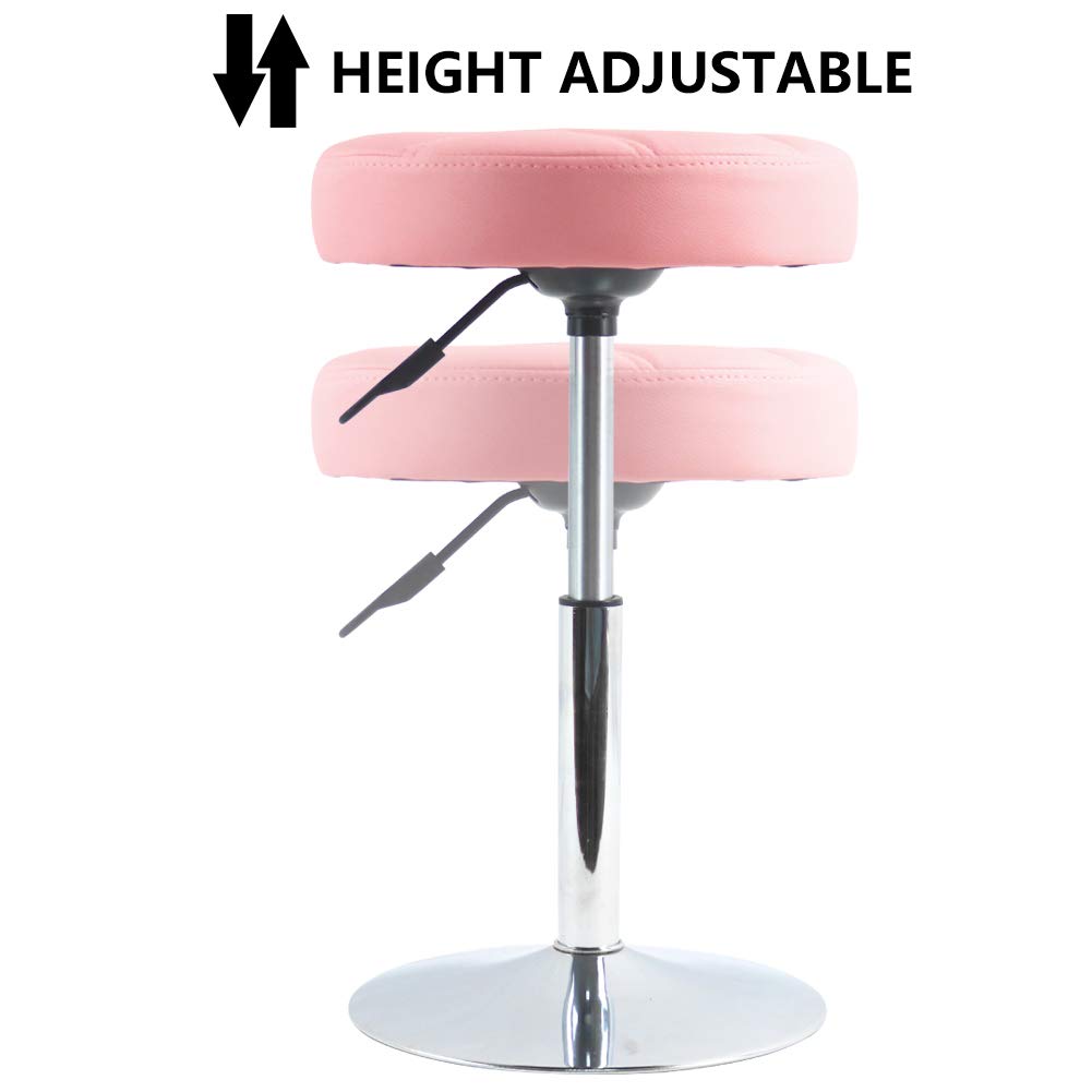 FURWOO Round Cushion Salon Stool Massage Chair Adjustable Swivel Spa Stool for Beauty Nail Home Bar Work Low Bar Chair for Barber Shop Small(Pink)
