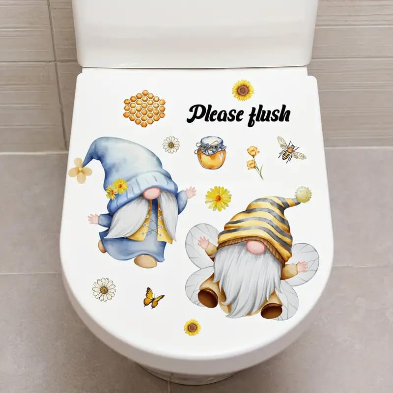 TOLOVIS Santa Claus Letters Toilet Cover Sticker Decals,Flower leaf bird Waterproof Toilet Lid Tank Seat Decals Cistern Self-Adhesive Bathroom Wall