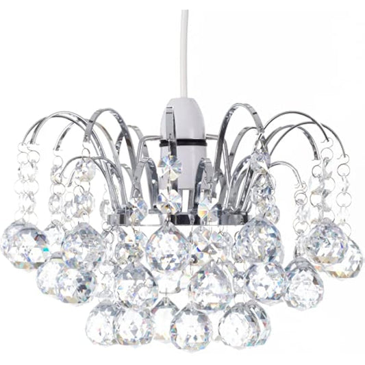 Klass Home K9 Crystal Faceted Oriel Light Shade | Crystal Chandelier | Ceiling Light Shade | Lamp Shade | Chandeliers Ceiling Light | Chrome Finish Pendant Light Shade for Living Room Bedroom Kitchen