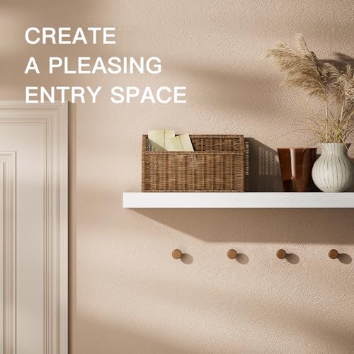 STOREMIC Floating Shelves, White Shelves with Length 60cm, Set of 2 Wall Shelves, Easy to Install Decorative Shelf with Large Storage for Bedroom,