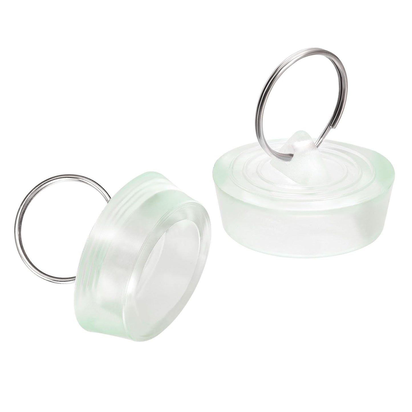 sourcing map Rubber Sink Plug, Drain Stopper Clear Blue Fit 34.5-37mm with Hanging Ring for Bathtub Kitchen and Bathroom 2 Pcs