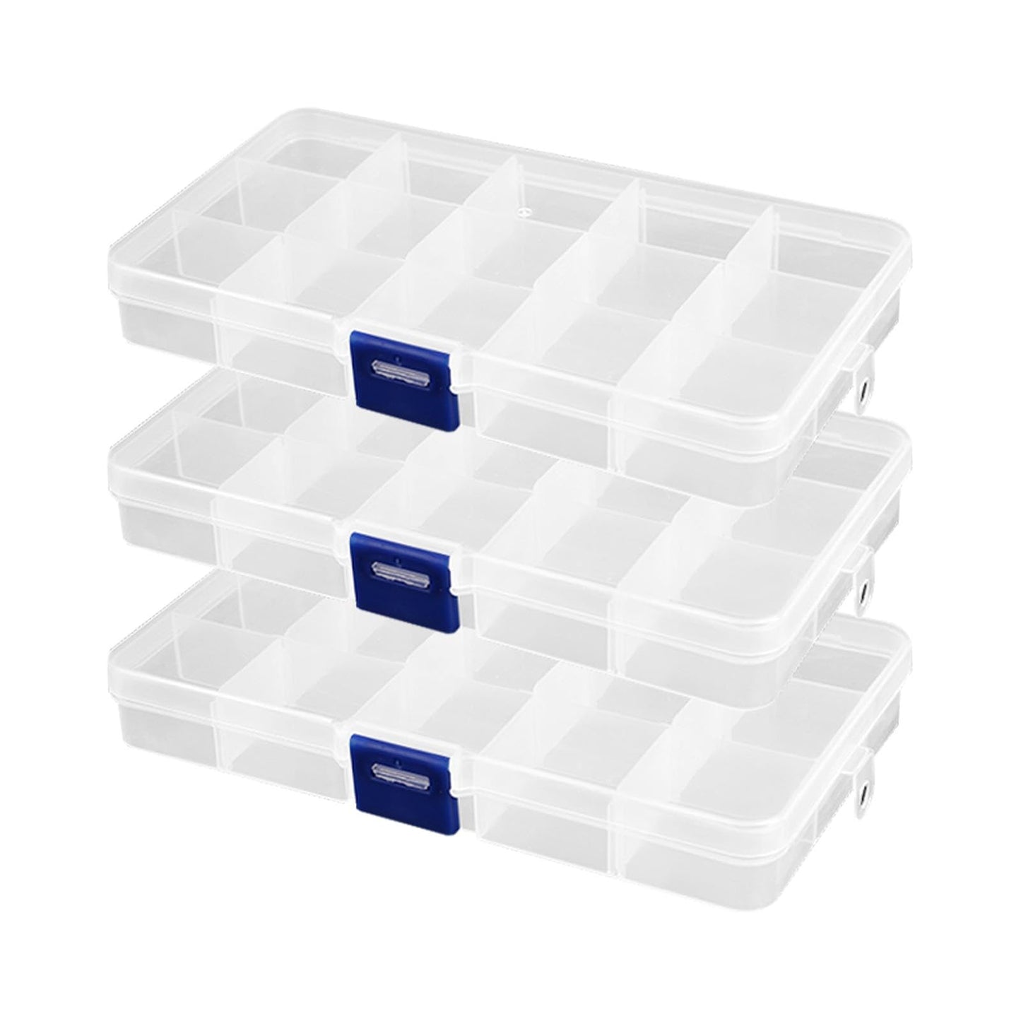 3 Pcs Small Organiser Box, 15 Grids Bead Storage Box with Compartments, Craft Box
