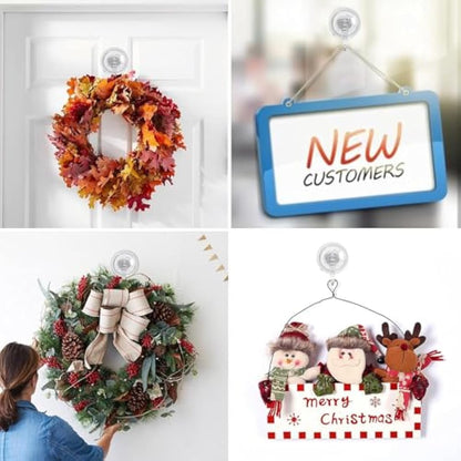 GlobaLink Suction Hooks, Clear Reusable Heavy Duty 3KG Vacuum Suction Cup Hooks, Plastic Suction Hanger Vacuum Seamless Sucker Hook for Bathroom Kitchen Window Bags Coats Xmas Wreath, 2 Pack