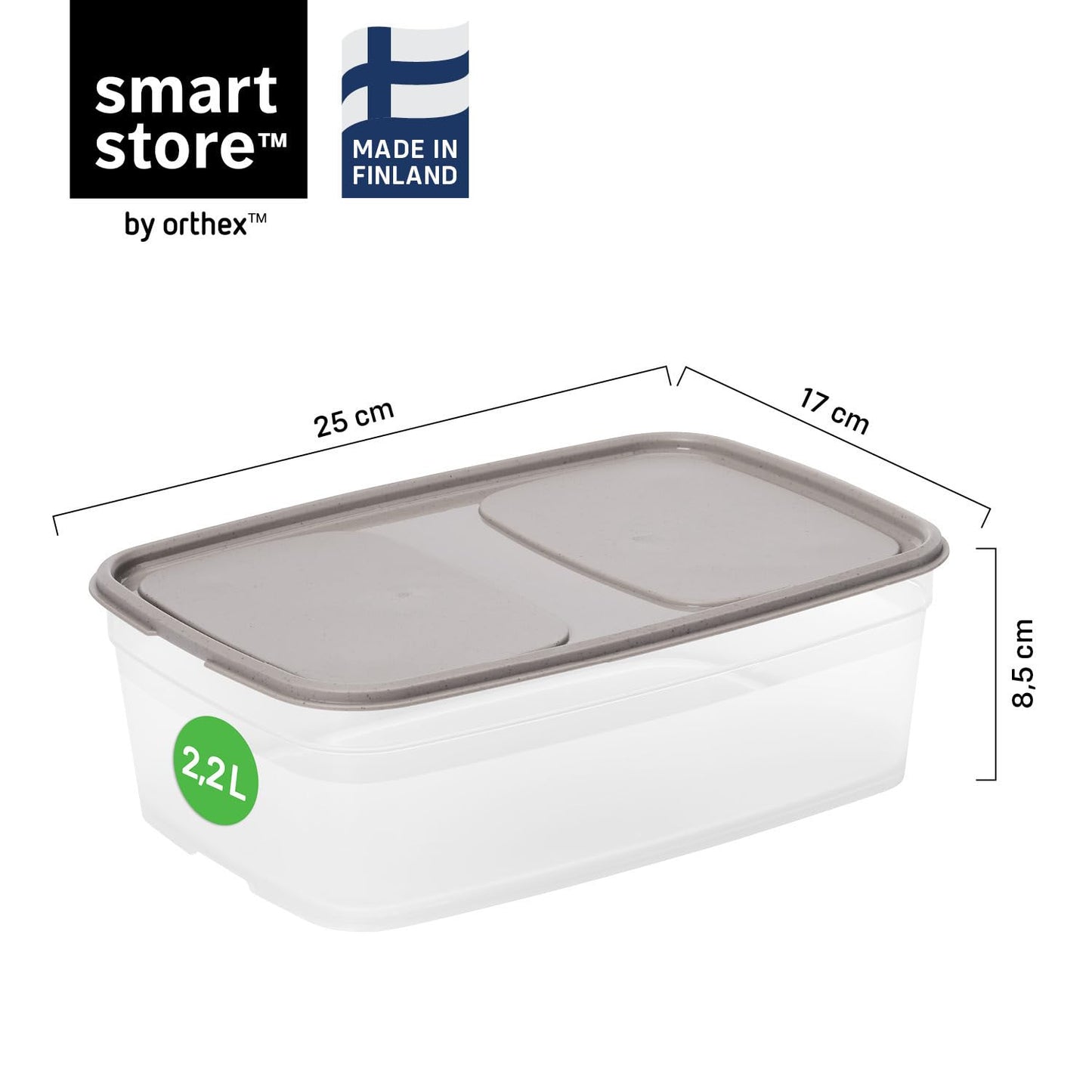 SmartStore Leakproof Food Storage Container 2,2L - Set of 4 | Dishwasher, Fridge, Microwave Safe | Lunch Box Meal Prep | Food Approved, BPA Free