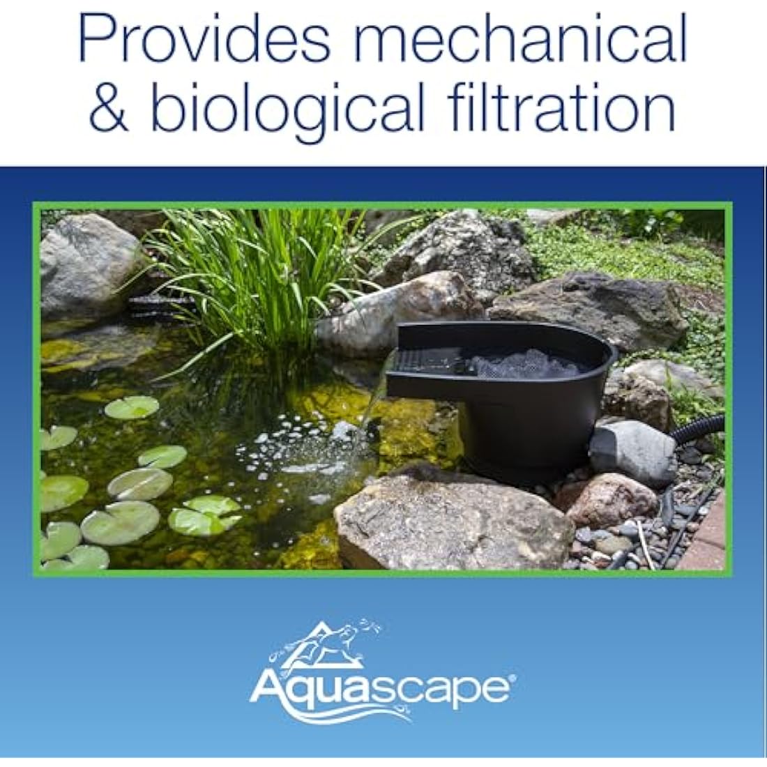 Aquascape Pond Filter and Waterfall Spillway, Efficient Mechanical and Biological Filtration, Compact | 77020,Black