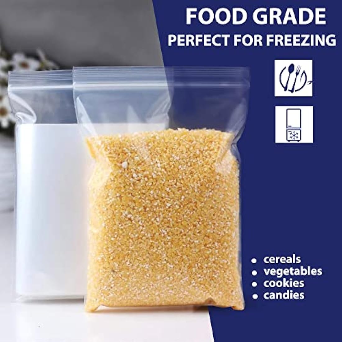 100 Grip Seal Bags 10" x 14" | Reusable Strong Zip Lock | Clear Resealable Plastic Bags | Polythene Packaging for Food Storage, Jewellery - by Sabco (10" x 14")