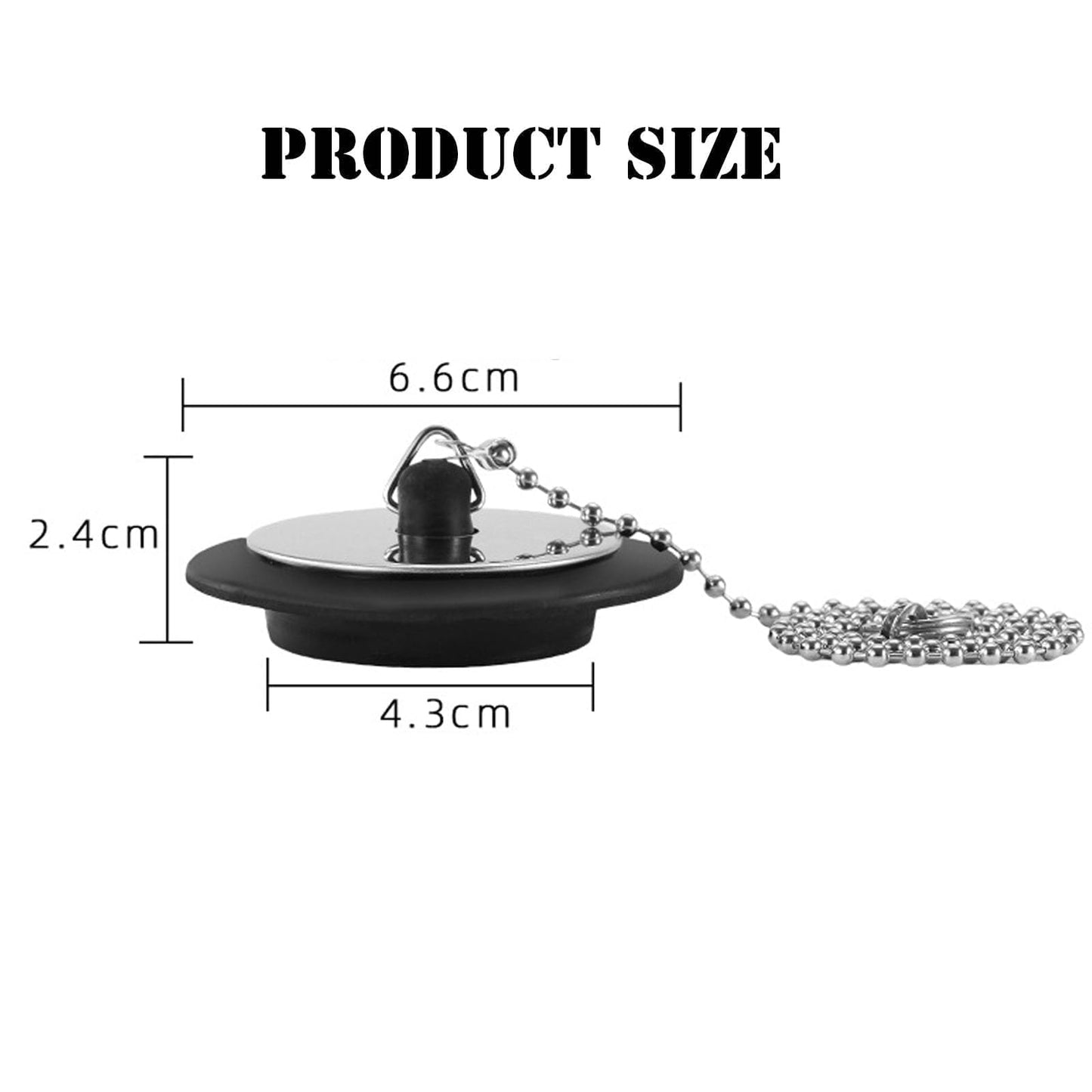 2 Pcs Universal bath plug with Stainless Steel Chain