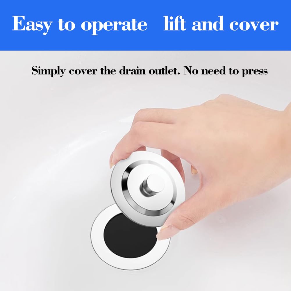 Stainless Steel Bath Plug for 40-45mm Holes, Universal Sink Stopper for Kitchen and Bathtub, Anti-Leak Design with Secure Fit