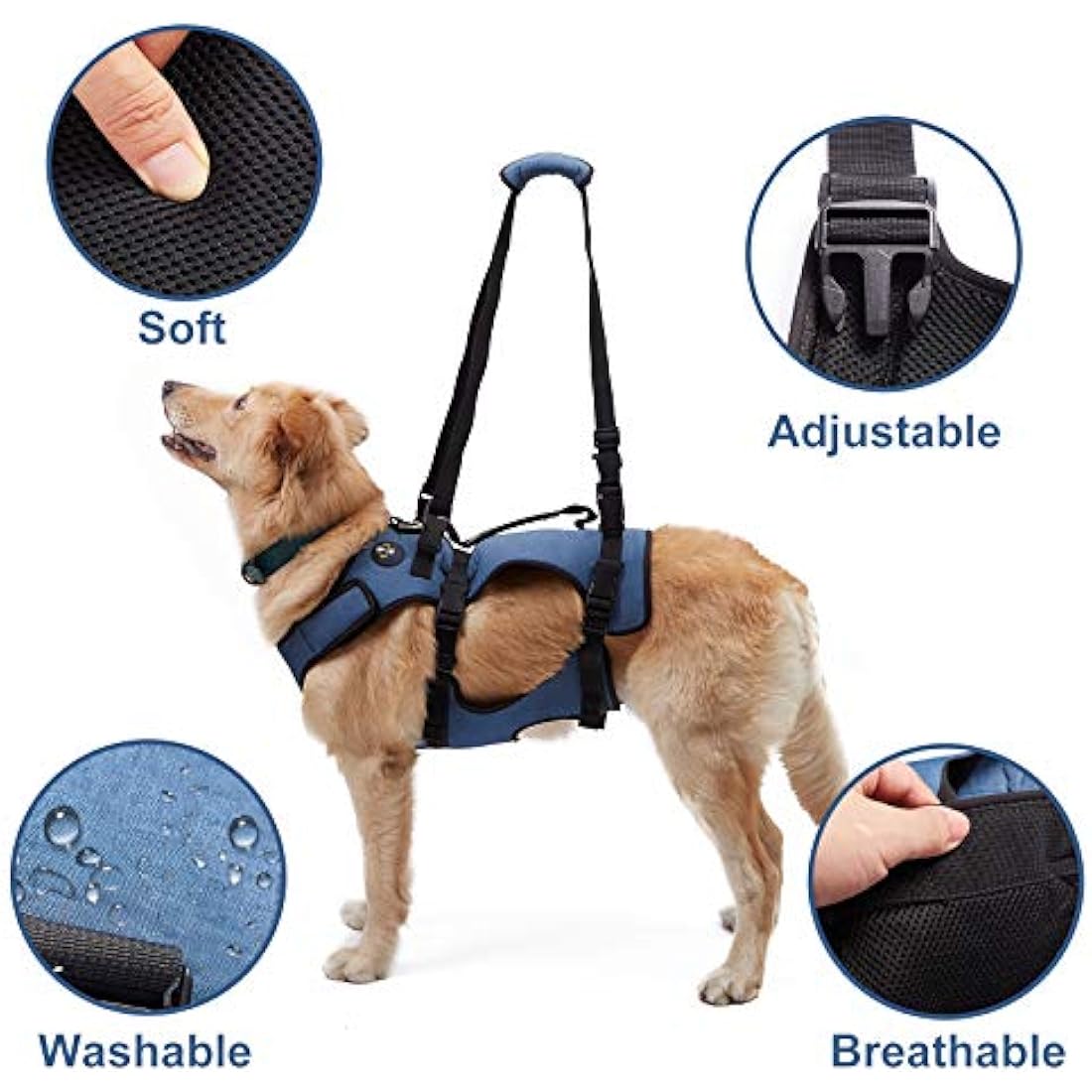 Coodeo Dog Lift Harness, Support & Recovery Sling, Pet Rehabilitation Lifts Vest Adjustable Breathable Straps for Old, Disabled, Joint Injuries, Arthritis, Paralysis Dogs Walk (Large)