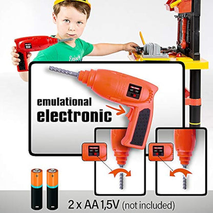 Kinderplay Kids Tool Bench | Kids Workbench - 50 pcs Kids Tool Set | Toll Bench for Toddlers| Kids Tool Box with Drill and Helmet | Kids Tool Kit "Tools&Brains”, KP2646