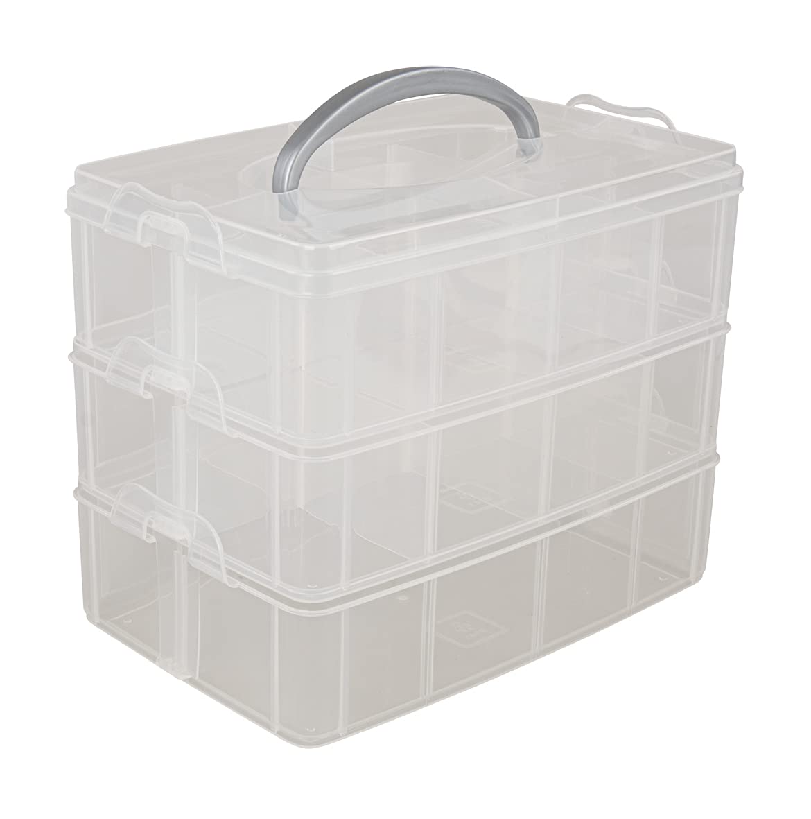 RAYHER Sorting Box with Carry Handle, 13 Compartment Storage Box , Transparent, 23.1x15.6x18.5cm