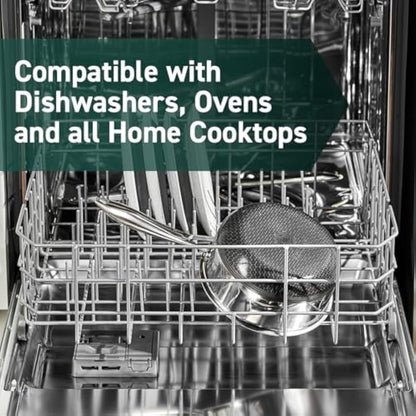 HexClad Hybrid Nonstick 2-Litre Saucepan with Tempered Glass Lid, Stay-Cool Handle, Dishwasher-Friendly, Oven-Safe Up to 480°C, Induction Ready, Compatible with All Cooktops