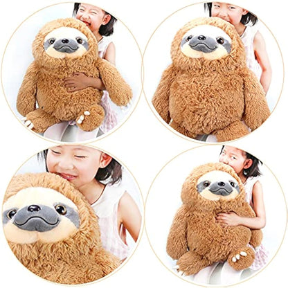 Winsterch Cuddly Stuffed Animal Sloth Toy - Large Teddy Baby Doll for Kids - Plush Sloth Gift for Birthdays (Brown, 20 inches)